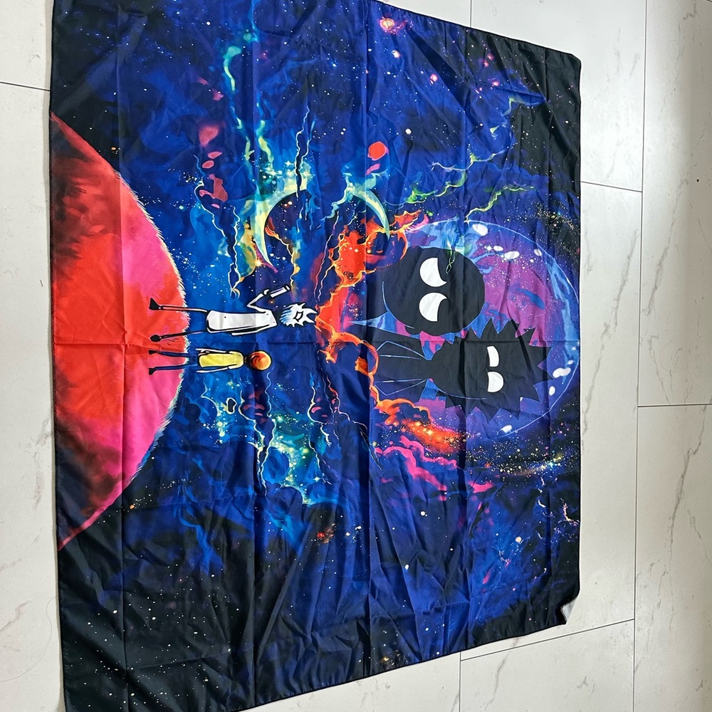 Rick and Morty Mystical Cosmic Wall Tapestry - Blue Multicolor
